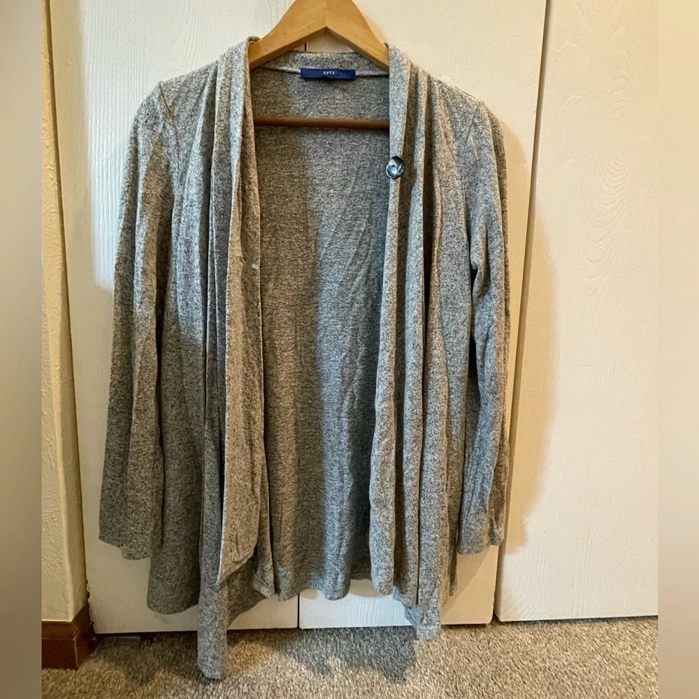 Apt. 9 Gray Asymmetrical Cascading Cardigan Sweater